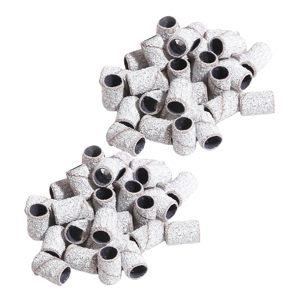 

100pcs Nail Grinding Sanding Band 120# White Corundum Material High Quality Manicure Pedicure Sanding Sleeve For Natural