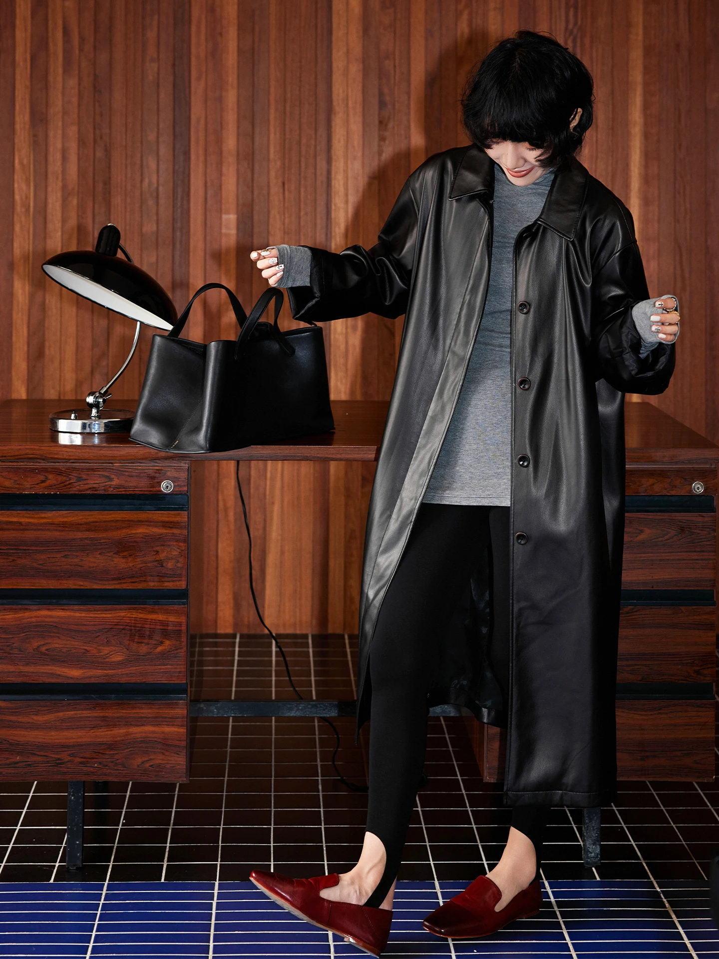 Buue Sli Bla PU Leer Jaet Dames Cool Wind Afslanken Halflange Jas Casual Loose Fit Lange Sve Herfstkleding