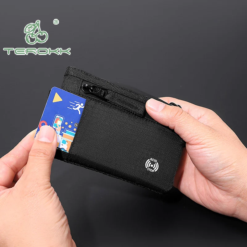 Porta carte di credito Rfid Portafoglio corto da uomo Portamonete con cerniera X-pac Mini Portafoglio da viaggio Portamonete tattico maschile