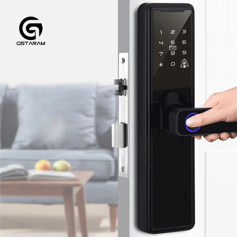 

Smart Lock Hotel Apartment Fingerprint Identification Swipe Card Electronic Locks Household Bedroom Wooden Door Fingerprint Lock