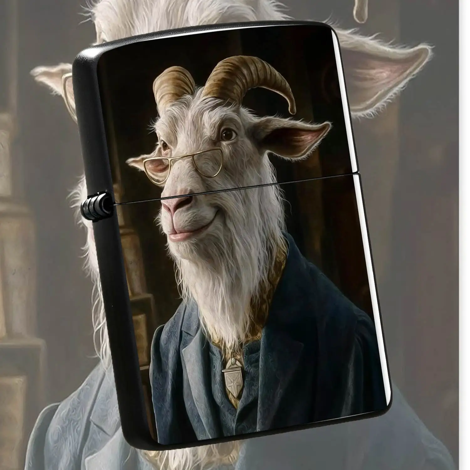 Vintage Gentleman Goat Portrait Creative Lighter, Atmospheric Art Decor Style, Suitable for Multiple Daily Scenarios, Unique Interesting Gifting Pick, Exquisite Portable Accessory for Home and Ou A Humorous And Interesting Lighter
