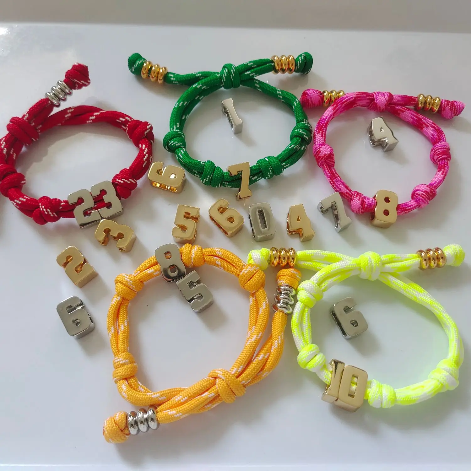 Knotty Varsity Number Custom Bracelet DIY Handmade Braided String Lucky Digit Bracelet Colorful Cord Christmas Jewelry GiftWomen