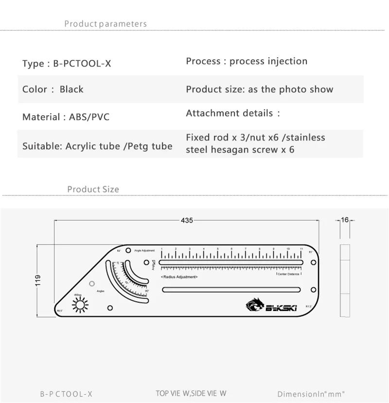 أداة قالب ثني متعددة الوظائف من Bykski B-PCTOOL-X لأنبوب صلب صلب صلب من الأكريليك PMMA / PETG / أنبوب / تبريد مياه PC / أسود #3