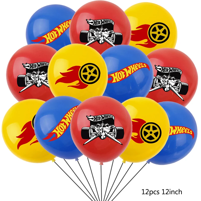 Set de Decoración para Fiesta de Cumpleaños de Autos de Carreras, 12 Globos de Látex de 12 Pulgadas con Diseño de Ruedas, para Niños, Baby Shower, Artículos para Fiestas