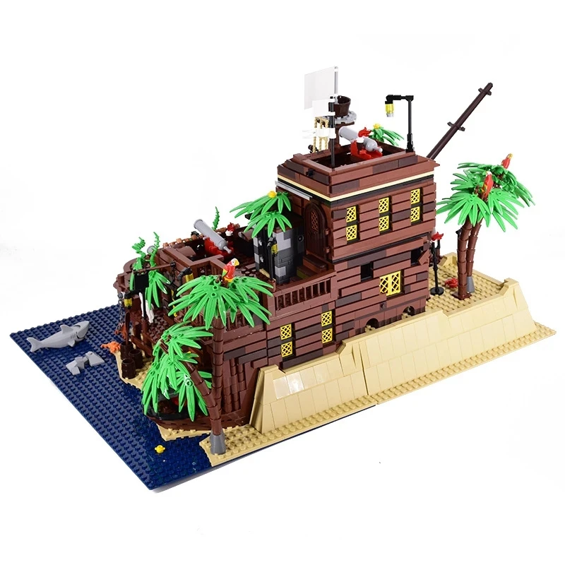 브릭링크 아이디어 MOC 바라쿠다 베이 해적 세트 호환 21322 3250PCS 시티 배 집 건축 블록 장난감 성인용 선물