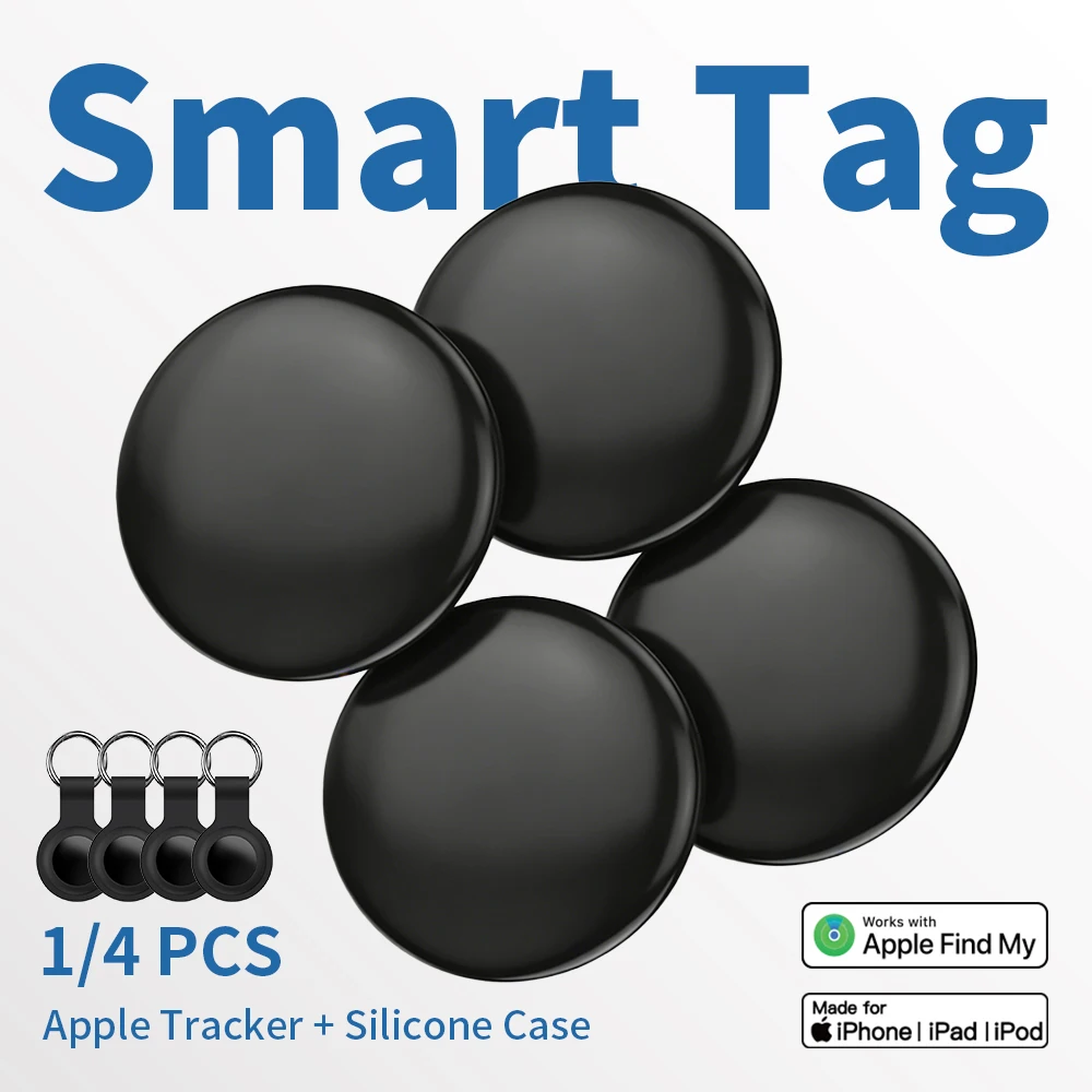 

1/4 Pack IOS Smart Tag for Apple Find My Supported Bluetooth Key Finder Waterproof Tracker Loud Buzzer for Keys Wallet Car Pets
