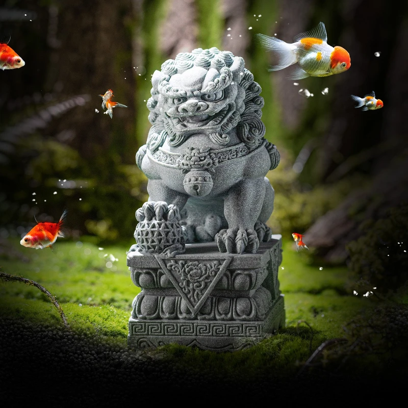 

Chinese-style blue sand stone home door lion landscaping town house exorcism and evasion ornament porch office decoration