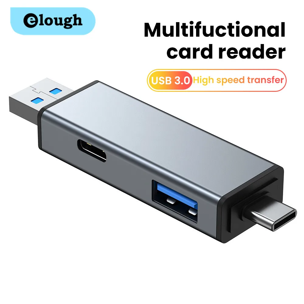 Elough OTG Type C SD TF Card Reader 4 in 1 USB 3.0 Micro USB Flash Drive Adapter High Speed Transfer Multifunctional Card Reader