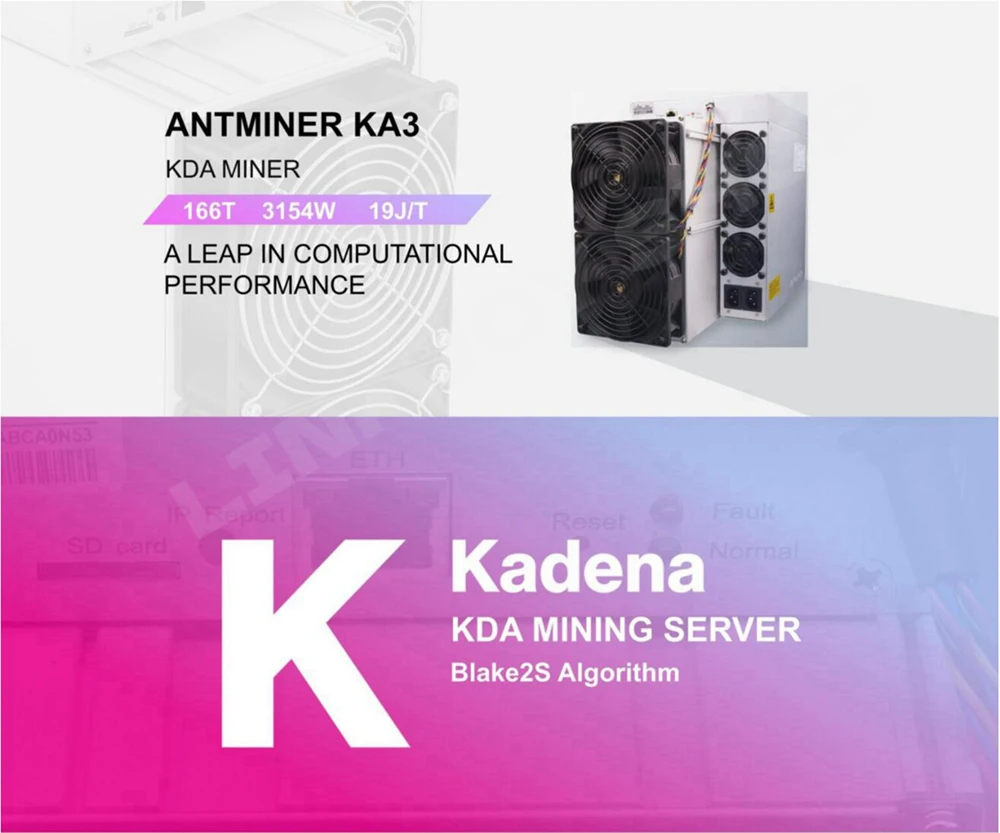 Bitmain ka3 com algoritmo blake2s (kadena) um salto no desempenho computacional kda mineiro 166t hashrate com psu