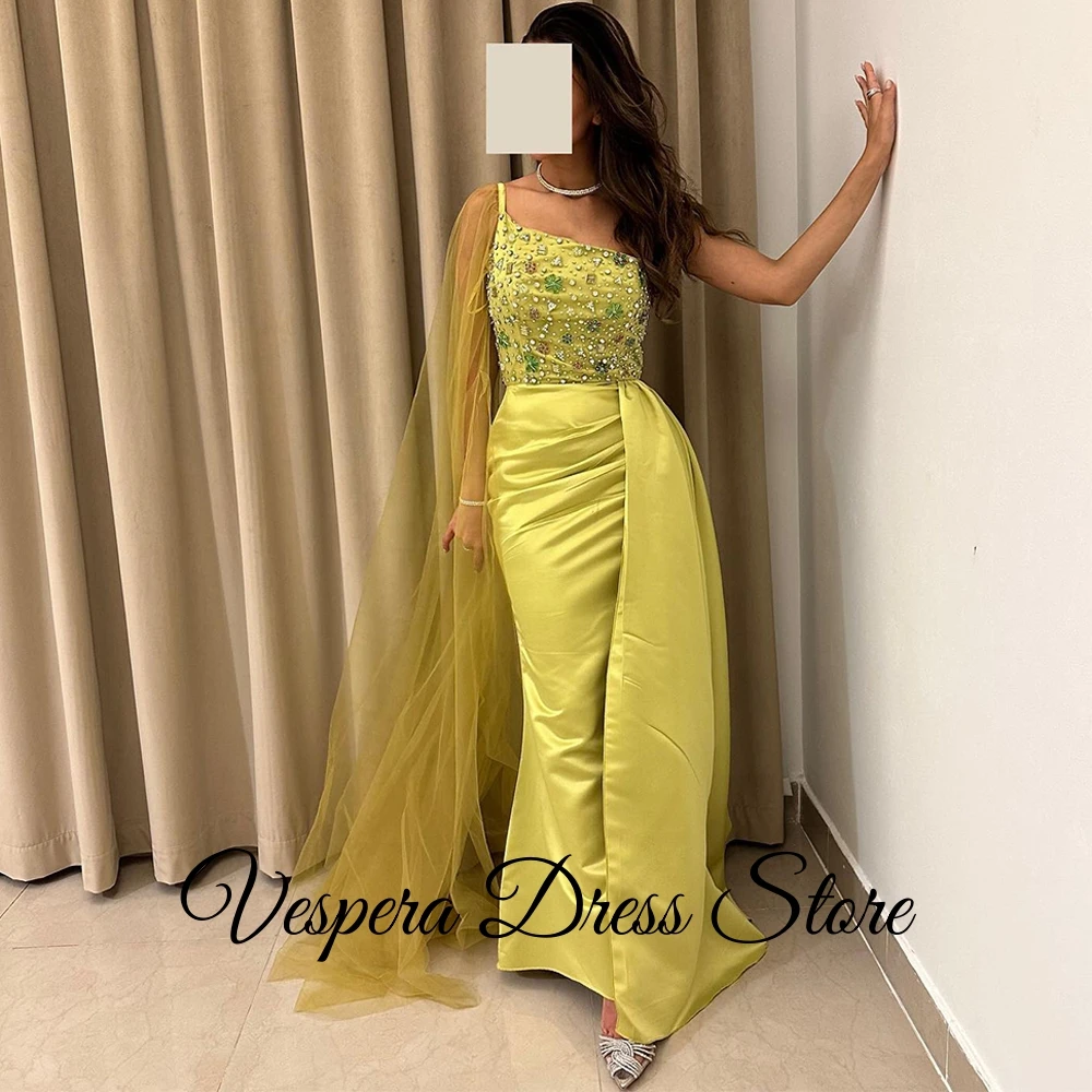 فستان سهرة مطرز بالكريستال اللامع حسب الطلب فساتين رسمية لحفلات العودة للوطن بكتف واحد رائعة لحفلات واتو