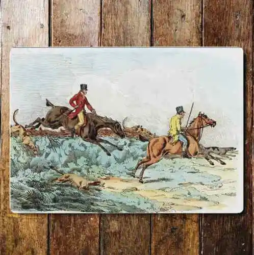 The Hunt Horses Gallop Dogs Countryside Metal Sign Plaque