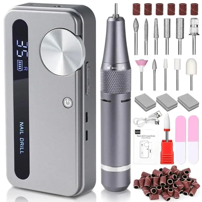 Professional Rechargeable Electric Nail Polisher, Portable Manicure File for Gel Nail Care