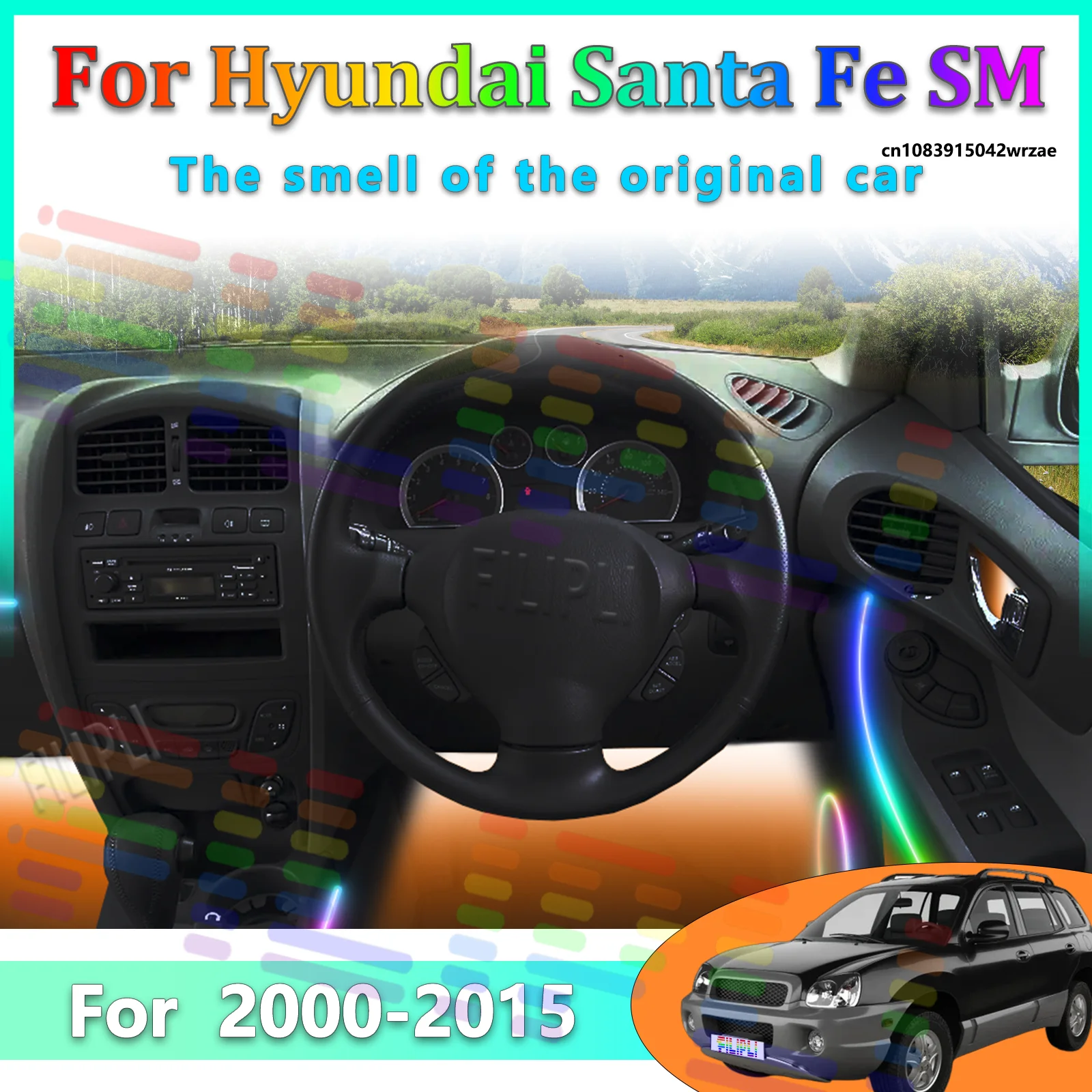 For Hyundai Santa Fe SM 2015 Car LED Ambient Lamps Colorful Atmosphere Lights Auto Interior Neon Strip App Control 64 RGB Light
