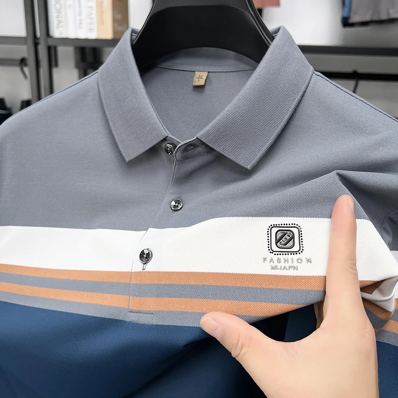 Fashion brand short sleeved men's polo shirt 2025 summer new Z-letter diamond decoration design golf top casual business T-shirt