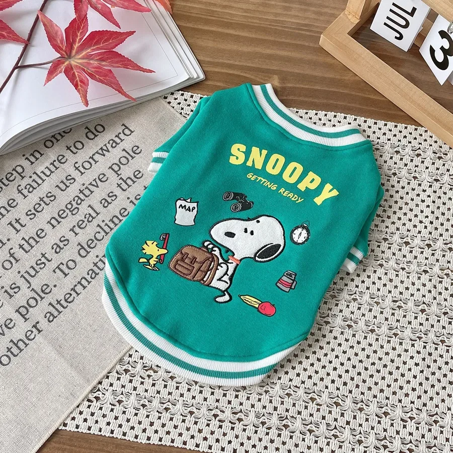 

Snoopy модная одежда для собак, весна-осень и зима, милое пальто для собак с героями мультфильмов, теплая одежда для собак, куртка, бейсбольная одежда