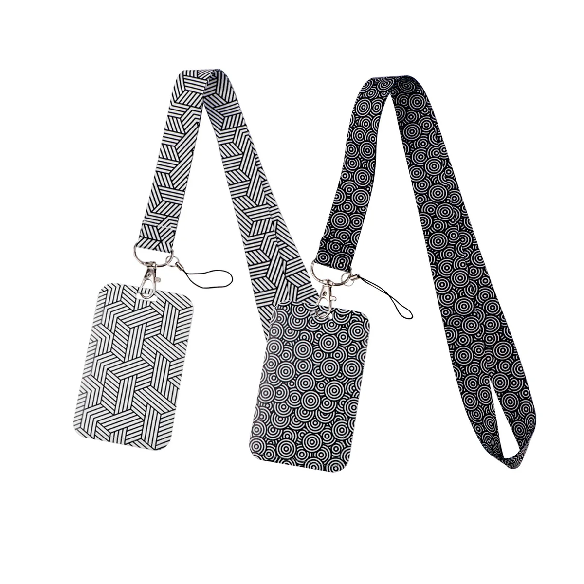 Black White Texture Neck Strap Lanyard For Keys Keychain Badges Holder Simple Style ID Credit CardHang Rope Accessories Gifts