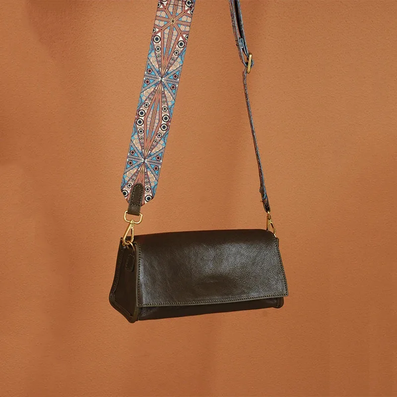 2026 New Leather Baguette Bag Top Layer Cowhide Shoulder Bag for Women Vintage Crossbody Handbag