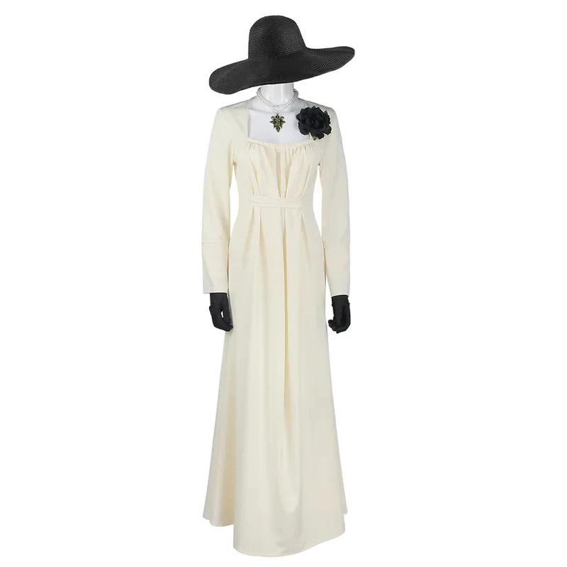 

ABC123Elegant Gothic Lady Cosplay Costume White Victorian Dress with Long Gloves Horror Game Inspired Halloween Vampir5,j'8.k/4\