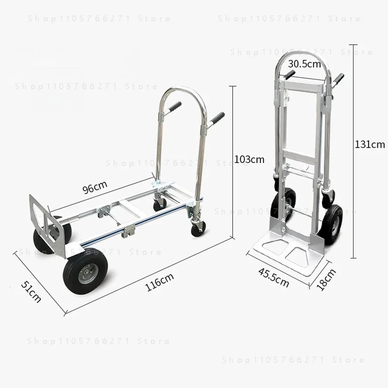 for Two Wheel Hand Truck Construction Transport Trolley Portable Warehouse Freight Handling Transfer Cart