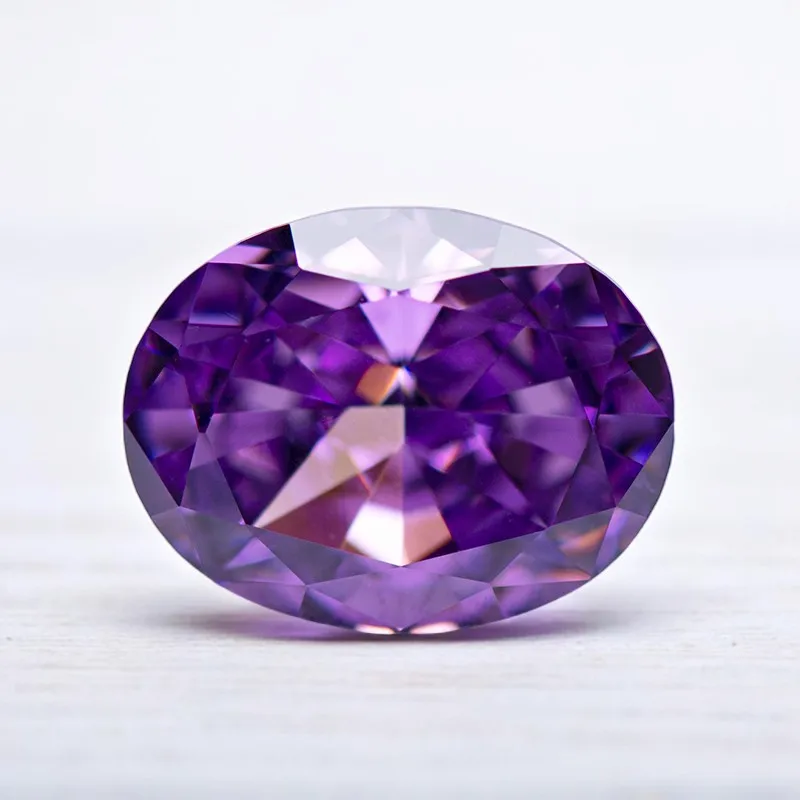 

Wholesale Cubic Zirconia Crushed Ice Cut No Certificate Oval Shape Purple Color Charms Beads for Top Diy Jewelry Making Material