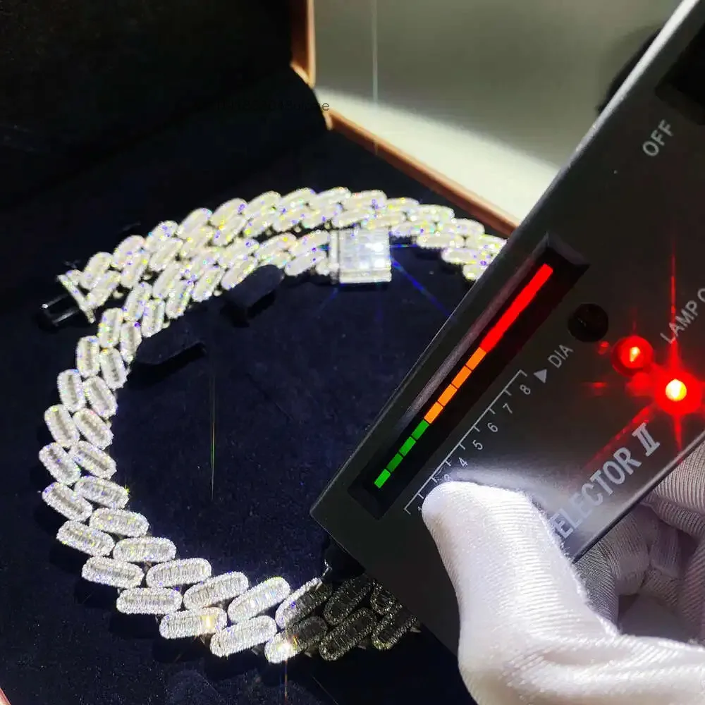 

Ювелирное ожерелье для мужчин и женщин, стерлинговое серебро Iced Out Vvs, муассанит, бриллиант, кубинская цепочка на заказ, ювелирные изделия в стиле хип-хоп