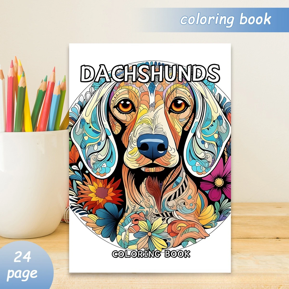 Dachshunds Coloring Book Cute Dachshund Dog Floral Mandala Zentangle Pattern Stress Relief Drawing Gift For Dog Lovers