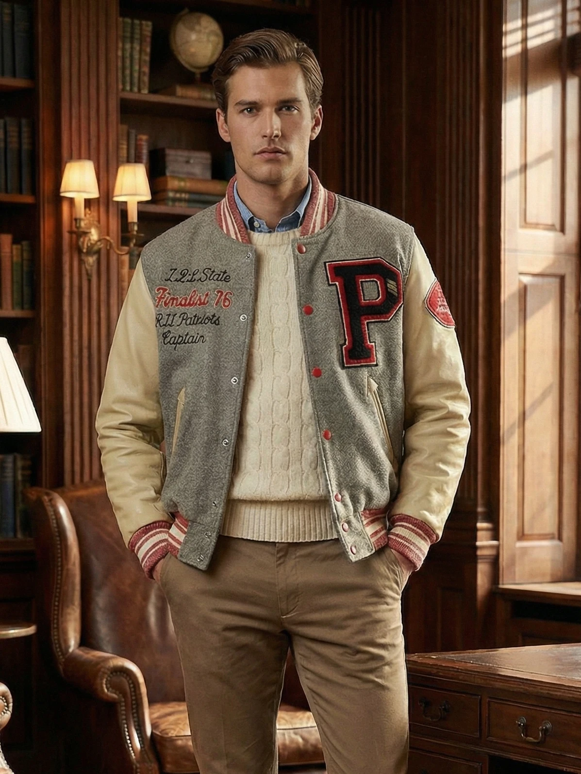 

Spring Autumn High Quali Heavyweight Woolen Baseball Jaet Men's ort Casual Street Sle Trendy Outerwear Polyester Fiber