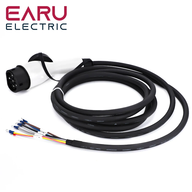 Enchufe de cargador EV con Cable tipo 2, estación de carga de coche trifásica, Cable de IEC62196-2 de 11kW y 22kW, 16A, 1 fase