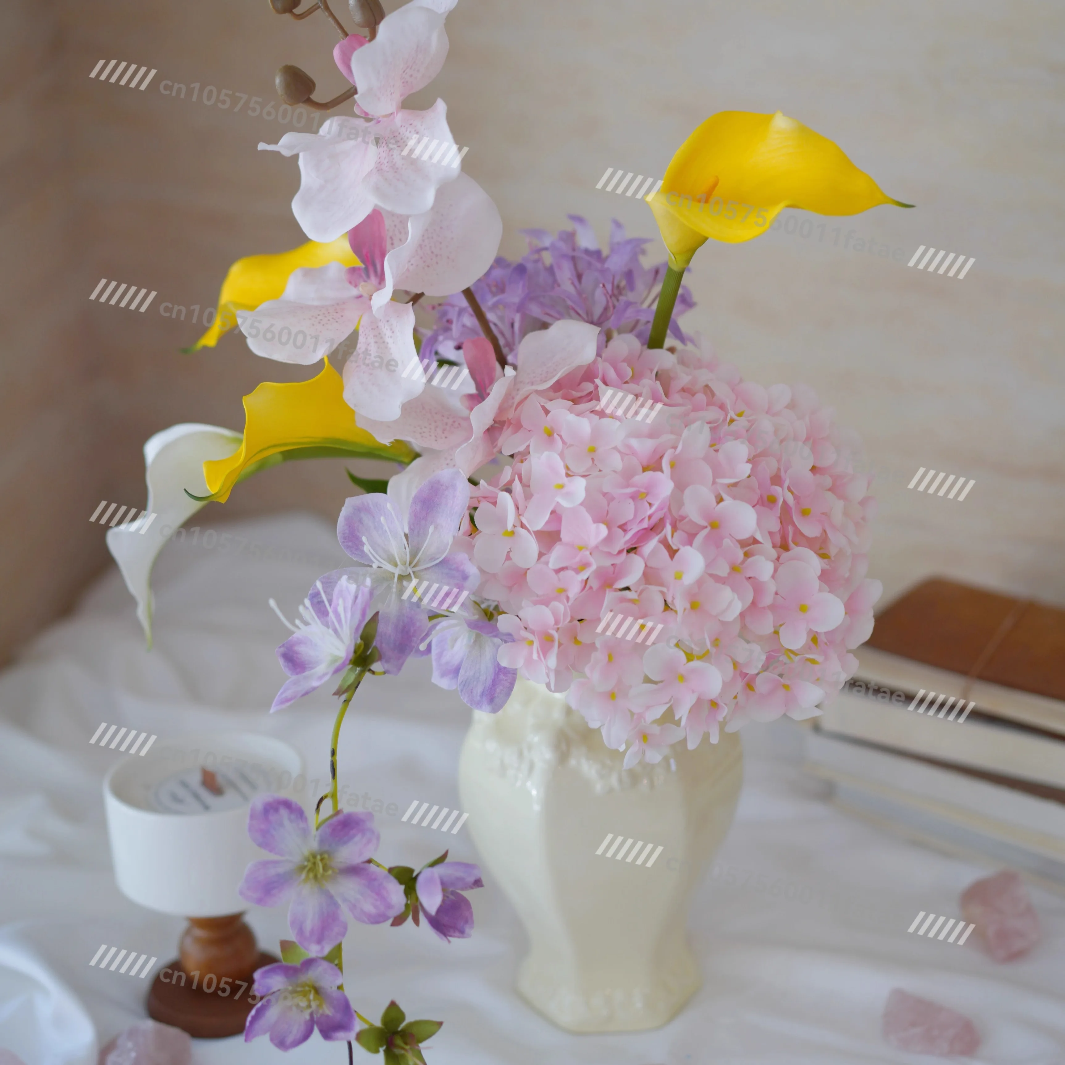 Niche French Retro Light Pink Simulated Flower Finished Product, Bouquet Fake Flower Table Decoration