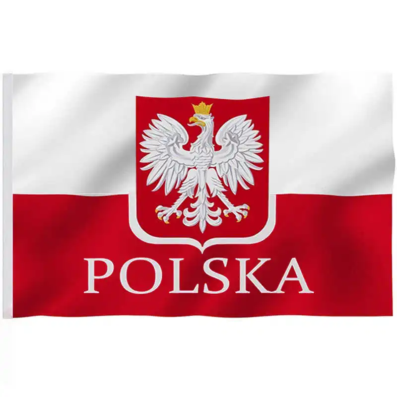 Polnische Flagge 90x150cm Lebendige Farben POLSKA & Adler Bedruckt Wasserdichtes Polyester Polnisches Banner für Nationalfeiertage Paraden Heimdekoration