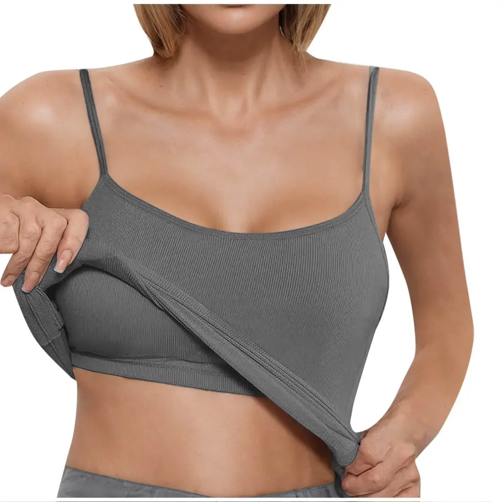

Women's Sleeveless Base Shirt Vest Wholesale European American Style with Chest Pad inside And outside Wear