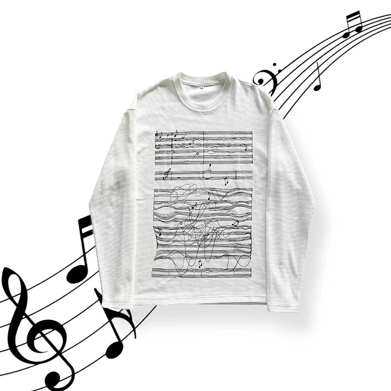 New summer y2k printed T-shirt long sleeved round neck personalized dark retro loose top