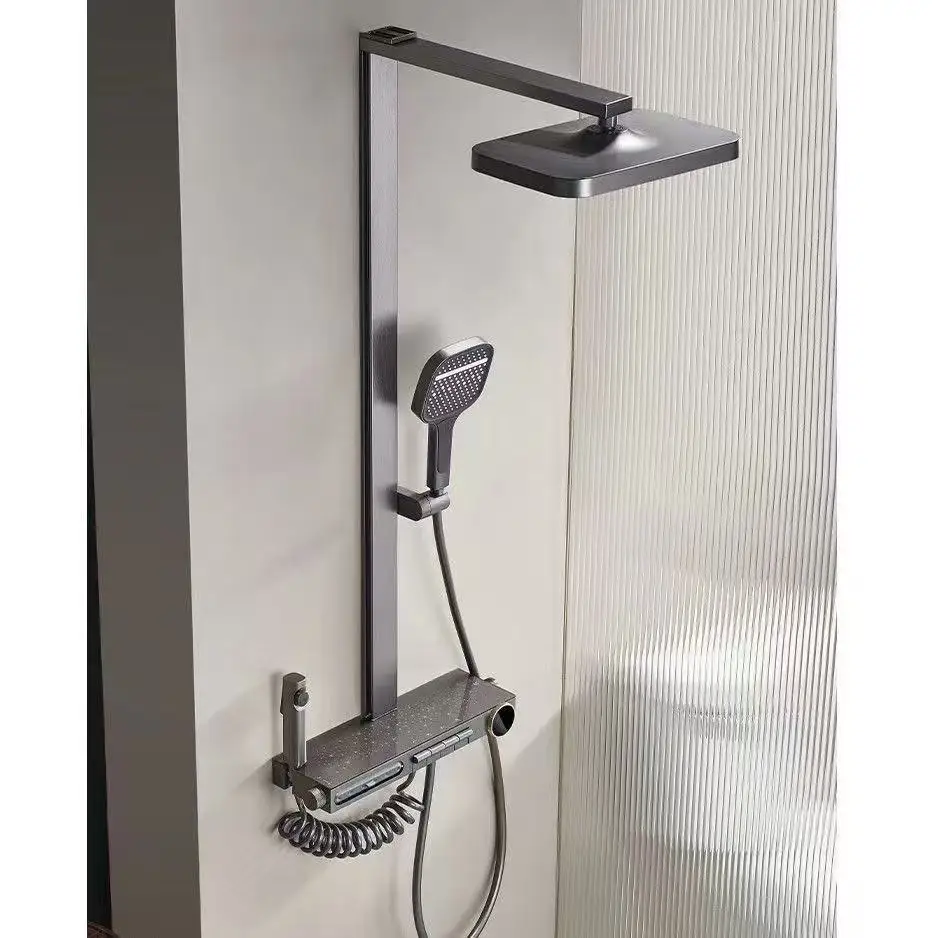 

Intelligent Constant Temperature Digital Shower Head Set With Starry Sky Atmosphere Light 5 Functions Refined Copper Body