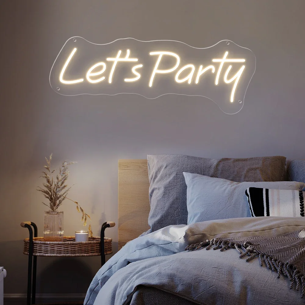 Lets Party Neon Sign Wedding Birthday Party Bedroom Room Home Decor Neon Sign Gifts Neon Lets Party Light   Art Decorative