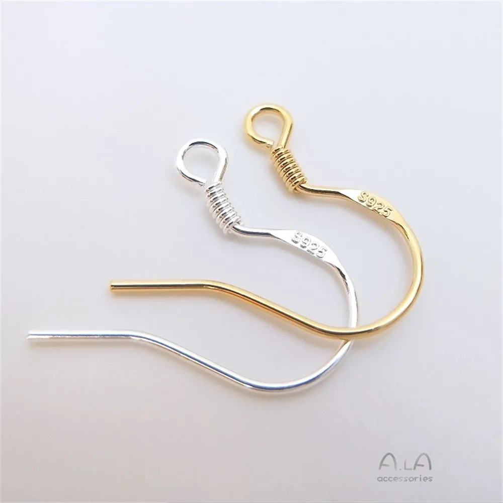 S925 All-over Sterling Silver Ear Hook Plated 18K Gold White Gold 14K Gold-Color Earrings Accessories DIY Handmade Materials