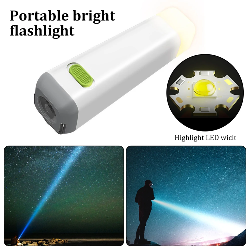 LED Flashlight Mini Torch USB Charging Flashlight Power Bank 2 In 1 Portable Camping Fishing Lighting Far Range Flashlight