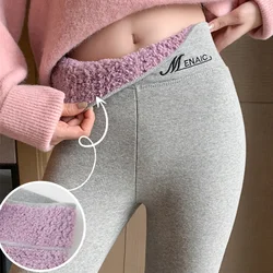 Vrouwen Winter Leggings Thicken Lambwool Leggings Vrouw Warme Fleece Gevoerde Thermische Enkellange Broek Hight Taille Elastische Legging