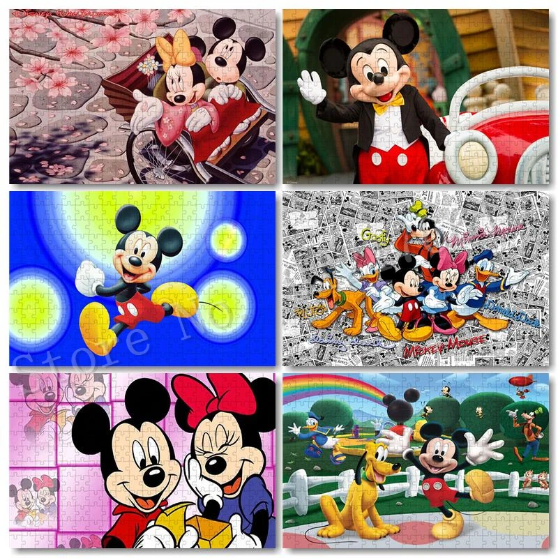 

Mickey and Minnie Lovely Couple Jigsaw Puzzle 300/500/1000 Pics Sakura Disney Puzzles Cartoon Decompressed Game Educational Gift