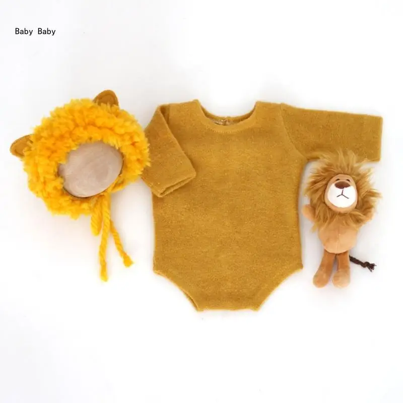 

Baby Birth Costume Romper Lion Hat/Headwear for Photography Studio Q81A