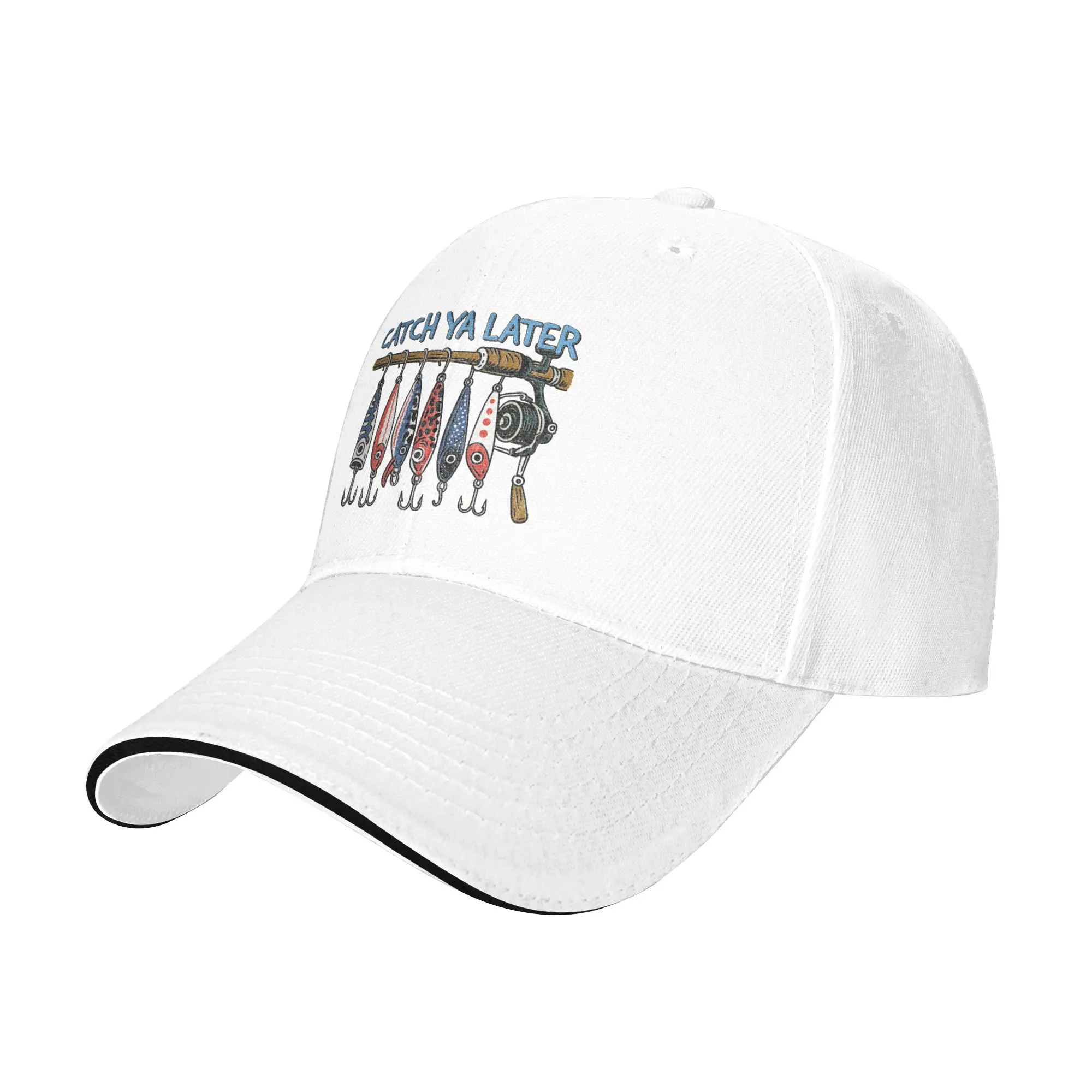 Catch Ya Later Funny Vintage Fishing Sandwich Baseball Cap Casual Lures Outdoor All Season Adjustable Headwear Outdoor Adult Hat