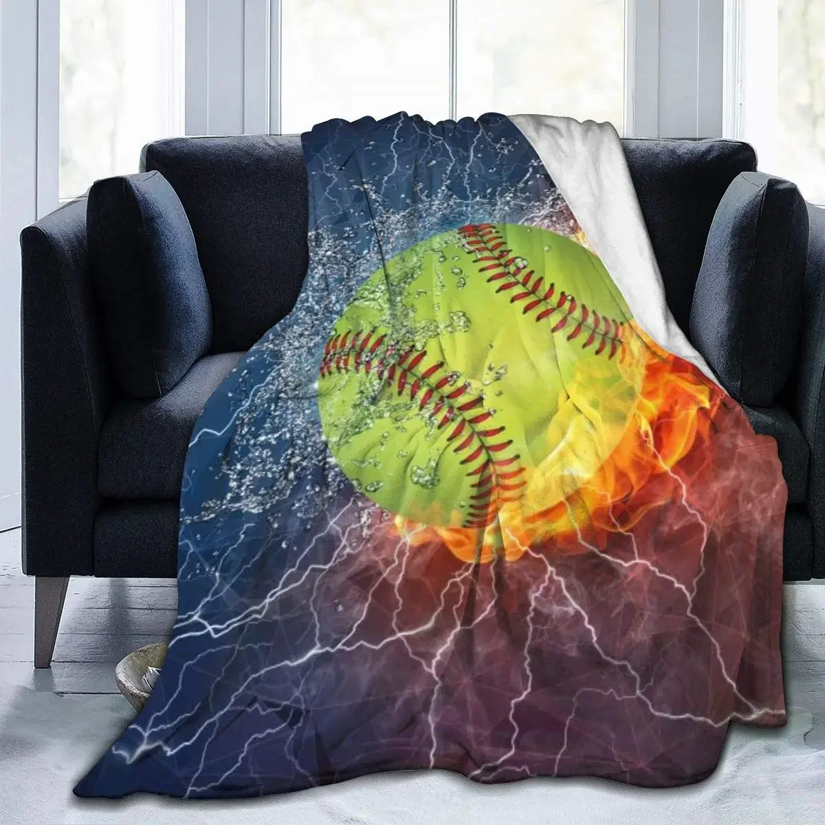 

Soft Microfiber Softball Blanket, Aqua Fire