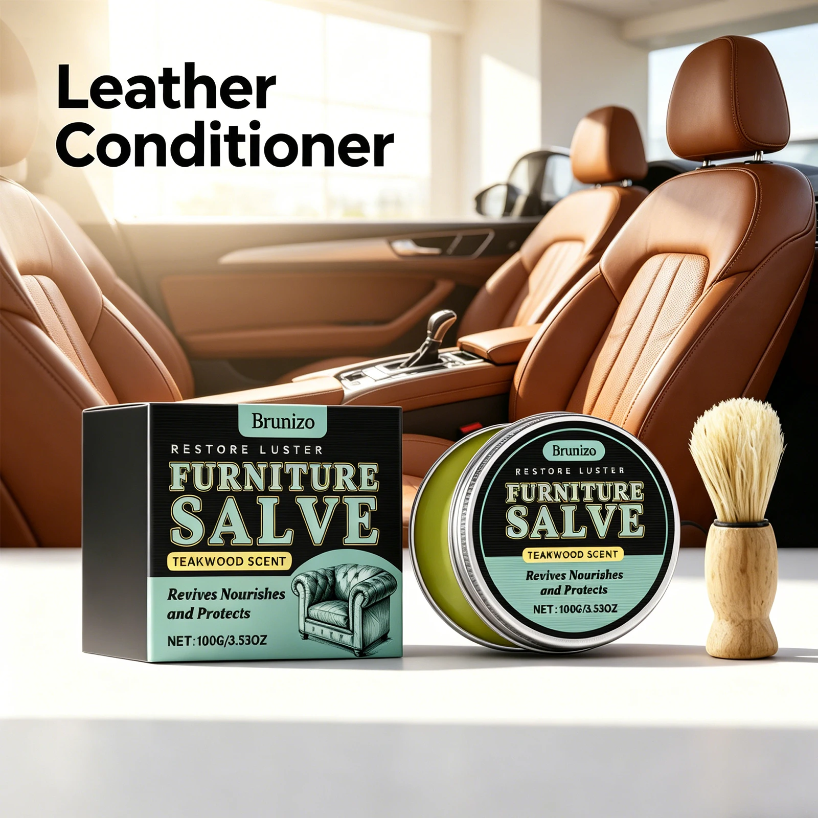 

Leather Conditioner Furniture Care Balm Sofa Cleaner Polish Restorer Natural Shine Protection Nourishing Cream for Couch Care
