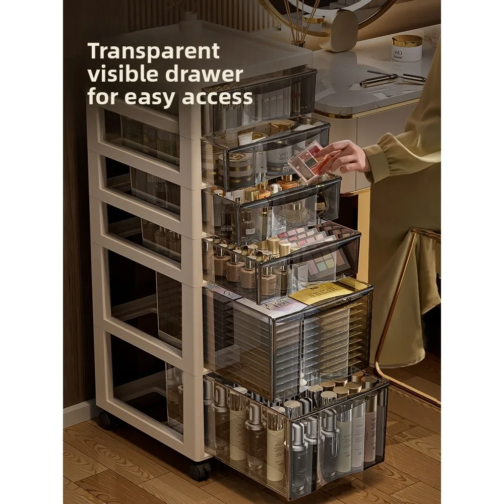 Luxury Retro Sle Cosmetic Storage Box Der pe Floor Standing Skincare Mask Organizer Plastic Rectangular ape for Bedroom