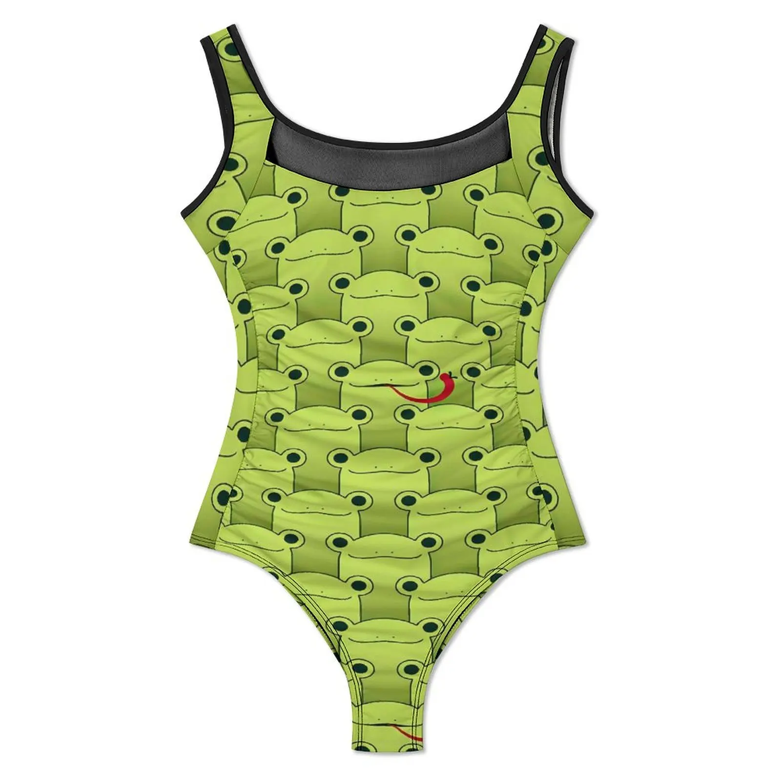 Frog Catching Fly Swimsuit Sexy Cartoon Animal Women Swimwear One Piece Fantasy Swimsuits Holiday Pool Push Up Cut Out Monokini