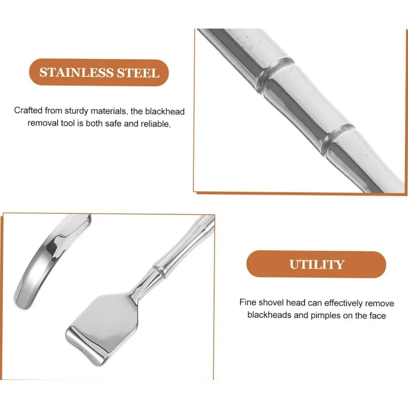 Strumento per la rimozione di punti neri da 2 pezzi, raschietto facciale in acciaio inossidabile per la rimozione dell'acne comedone, cura delicata della pelle per tutti i tipi di pelle