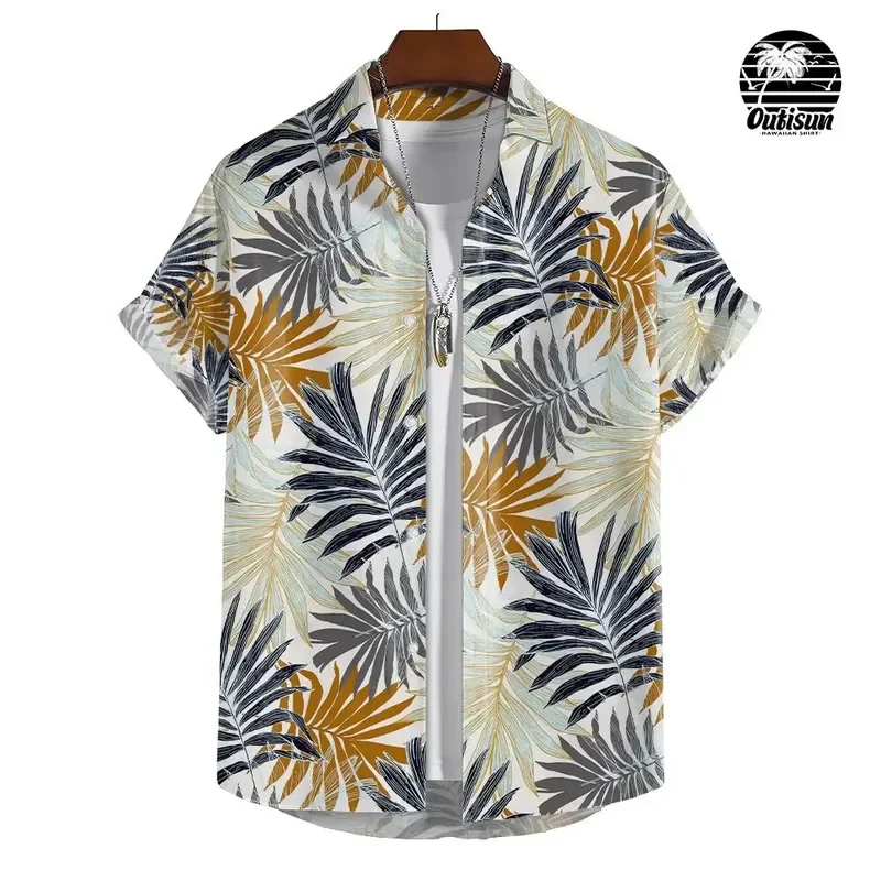 Tropical Rainforest Floral Print Men'S Casual Short Sleeve Shirt Summer Fashion Seaside Vacation Wear Tops Men'S Oversized Tops