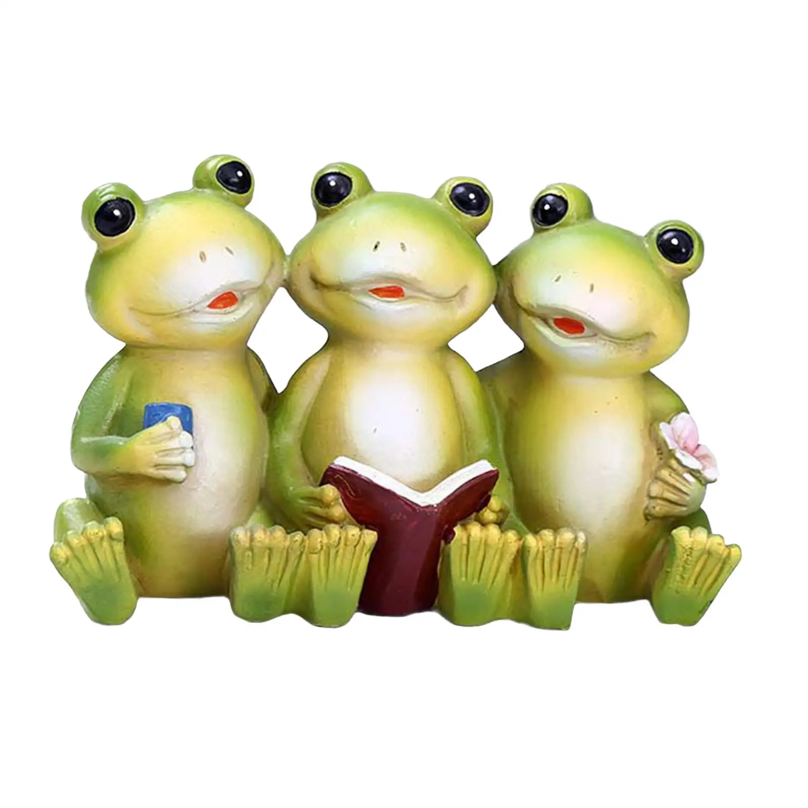 Frog Statue Resin Garden Statue Tabletop Ornament Decorative Figurine for Balcony Patio Living Room Micro Landscape Bookshelf