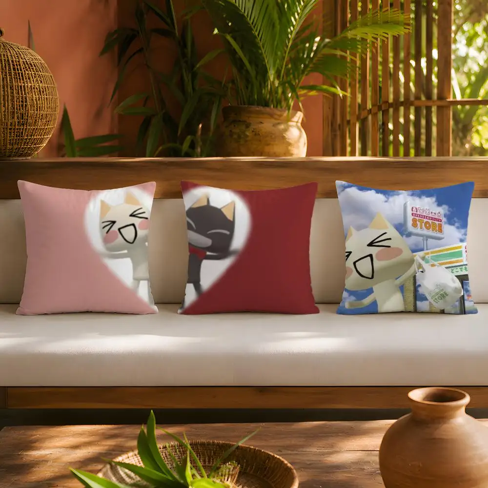 Cute T-Toro Inoue Cat Cushion Cover 1pc Square Plush Pillow Cover Soft Fuzzy Removable Washable Sofa Bed Bedroom Decor