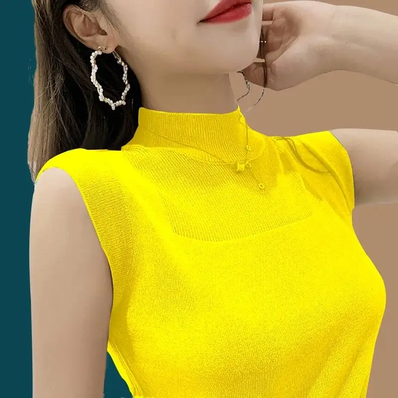 Fashion O-Neck Solid Color Hollow Out T-Shirt Women\'s Clothing 2023 Summer New Casual Pullovers All-match Sleeveless Tee Shirt