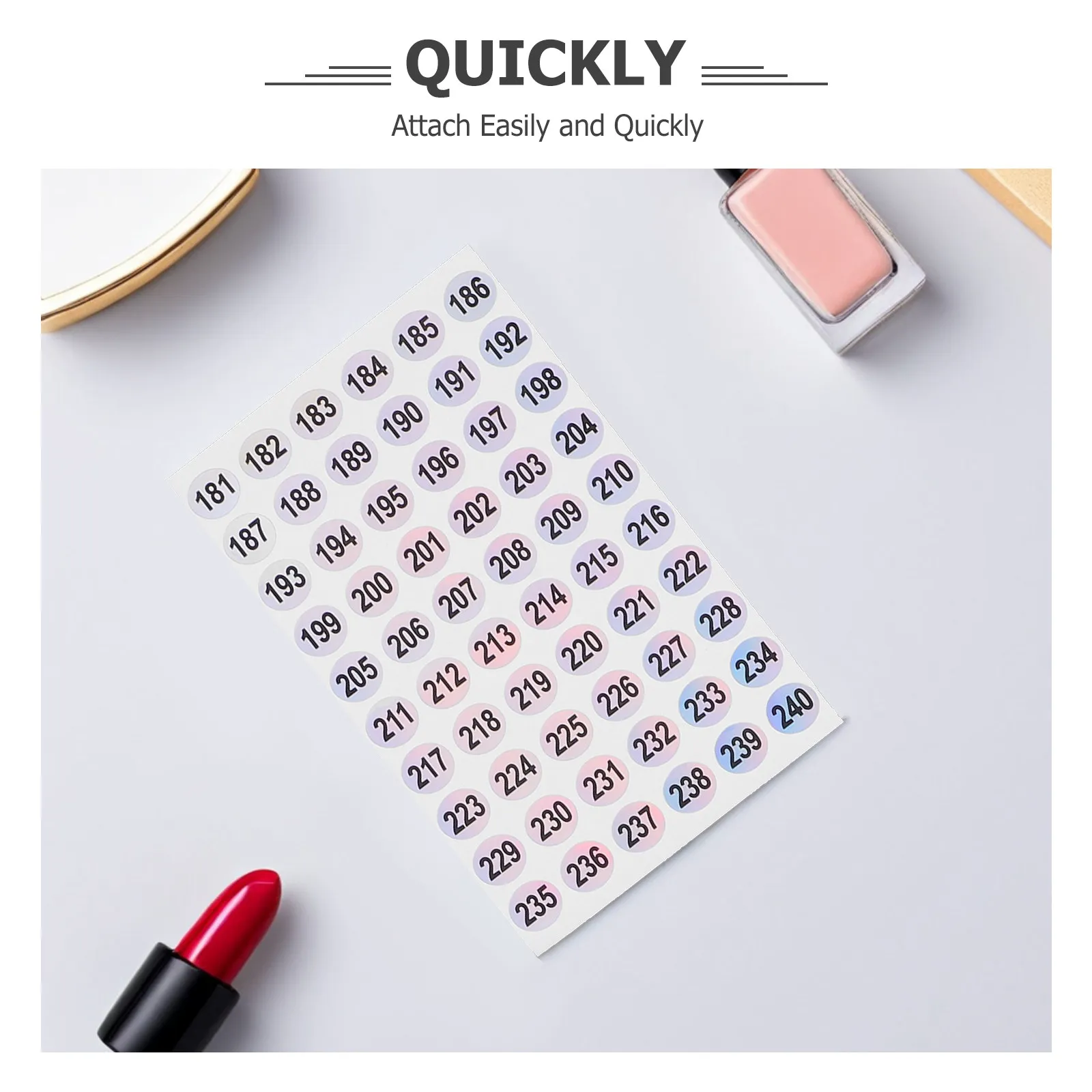 50Sheets Nail Art Labels Small Number Stickers Holographic Self Adhesive Round Number Stickers for Bottles Jars Classification